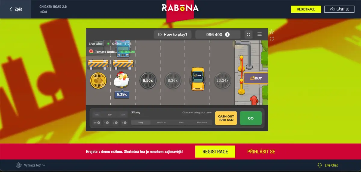 Tlačítko Cash Out v aplikaci Chicken Road